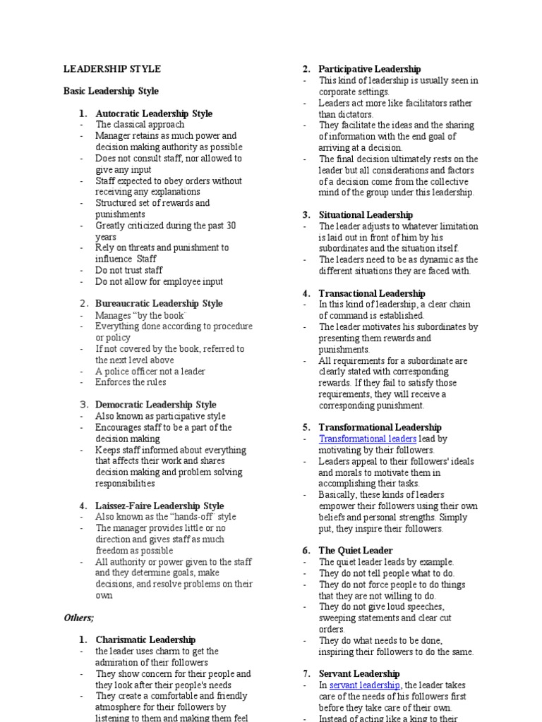 Overview of Leadership Styles and Theories | PDF | Career & Growth