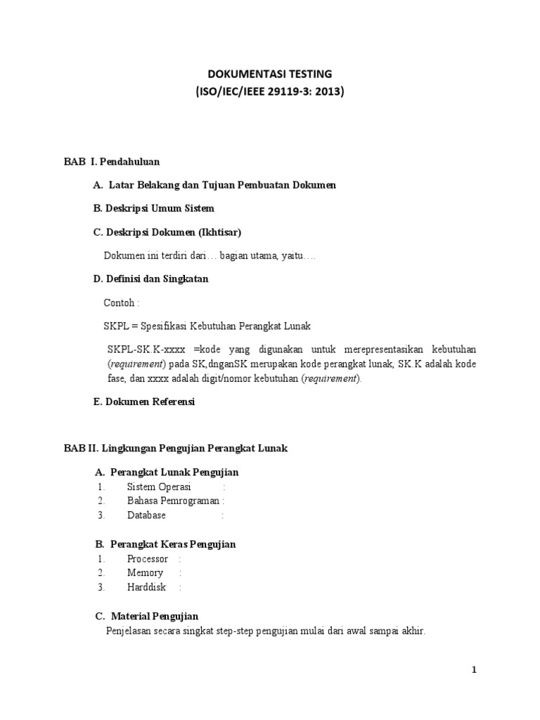 Template Dokumentasi Testing Perangkat Lunak | PDF