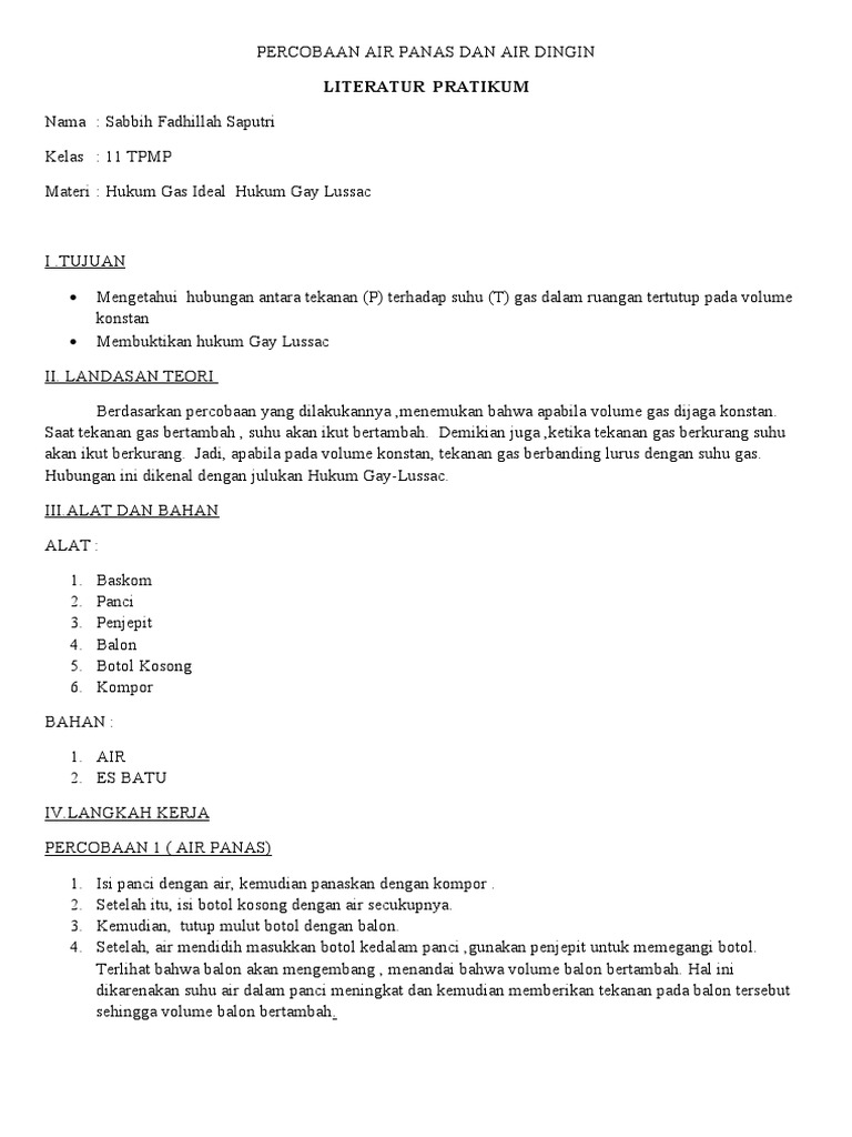 Hukum gay lussac dalam praktikum pdf
