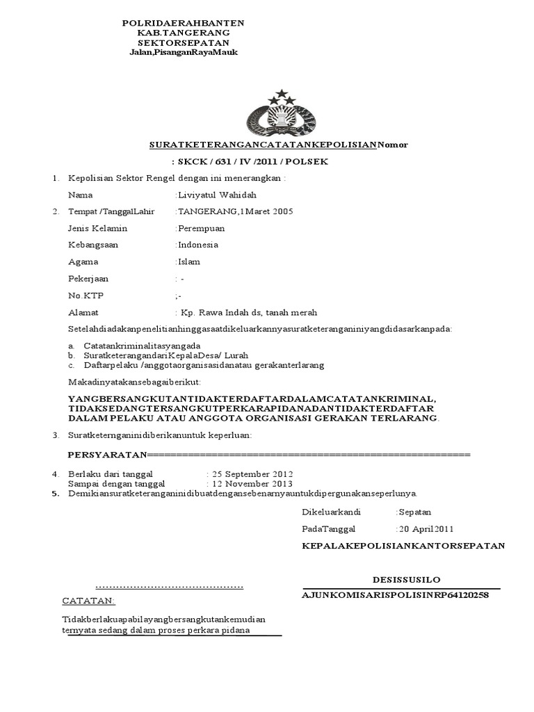 Surat SKCK Polsek | PDF