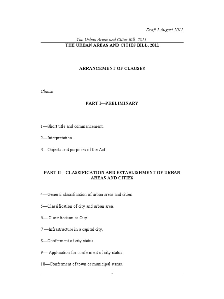 Urban Areas and Cities Bill Overview | PDF | Chairman | Local Government