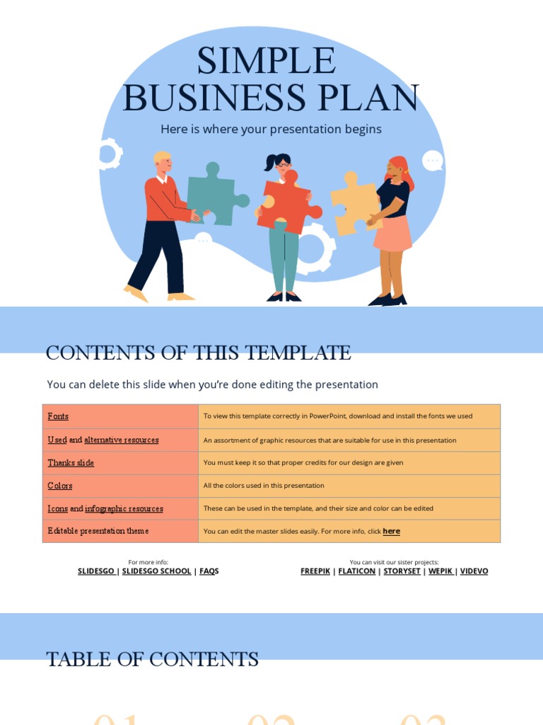 simple business plan by slidesgo