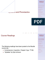 Syllables and Phonotactics Course Readings