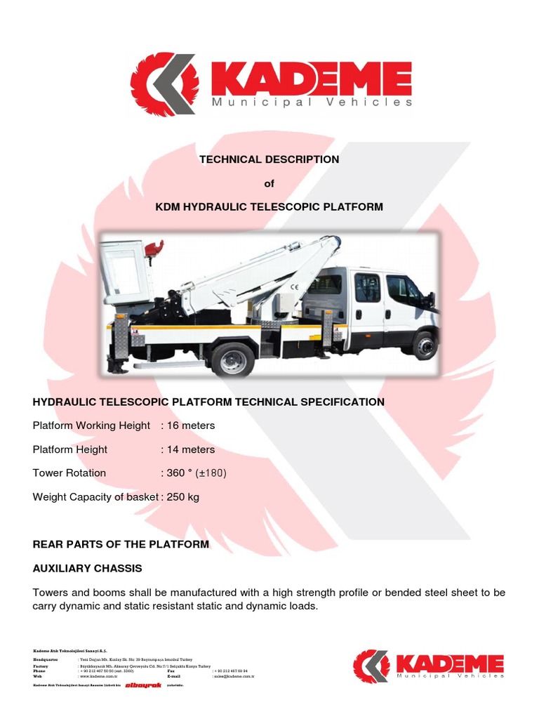 KDM Hydraulic Telescopic Platform | PDF | Pump | Valve