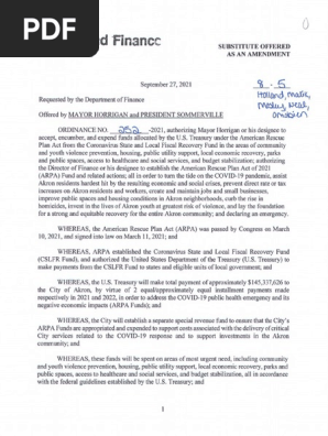 2021 ARPA Spending Authorization Bill