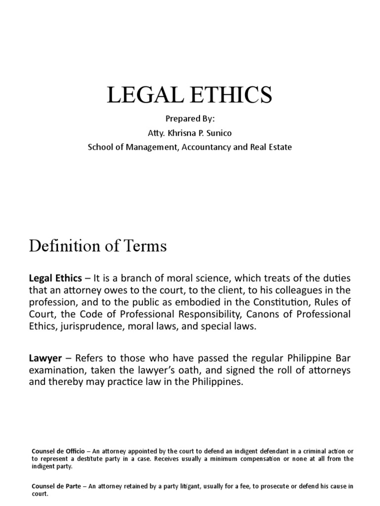 An Overview of Key Legal Ethics Concepts and Terms for Philippine