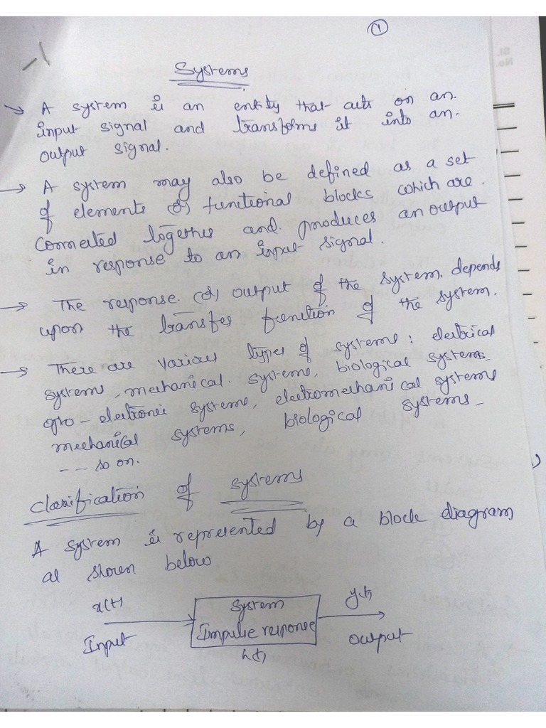 Classification of Continuous Time Systems PDF