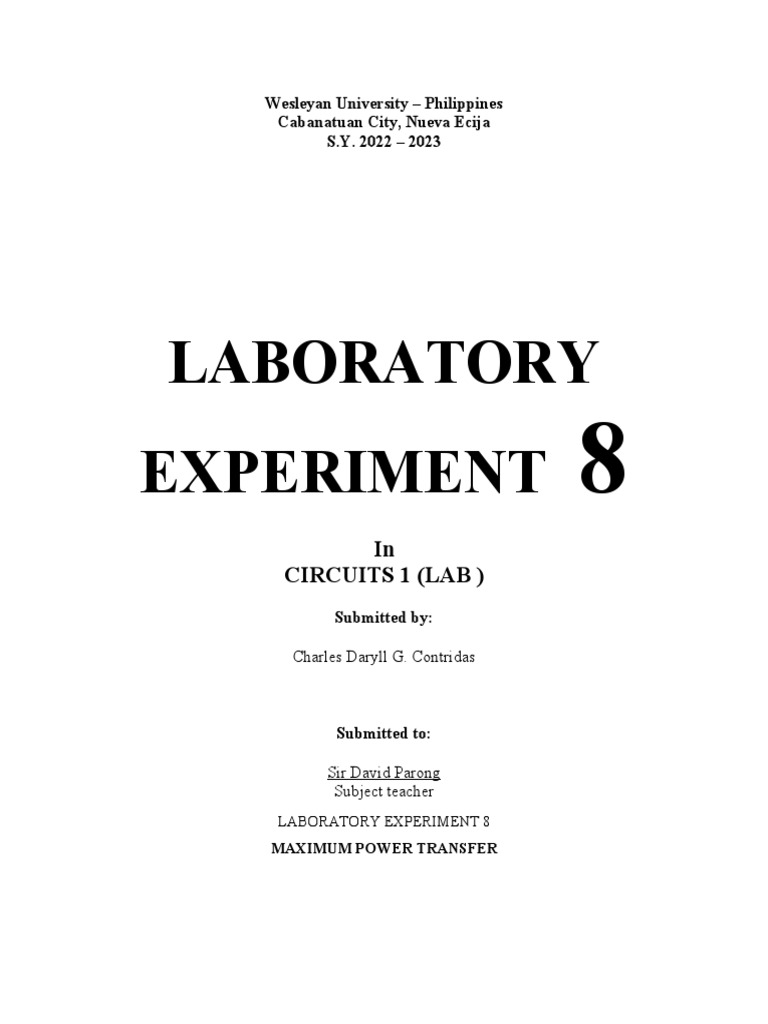 Maximum Power Transfer Experiment | PDF | Electrical Engineering | Quantity