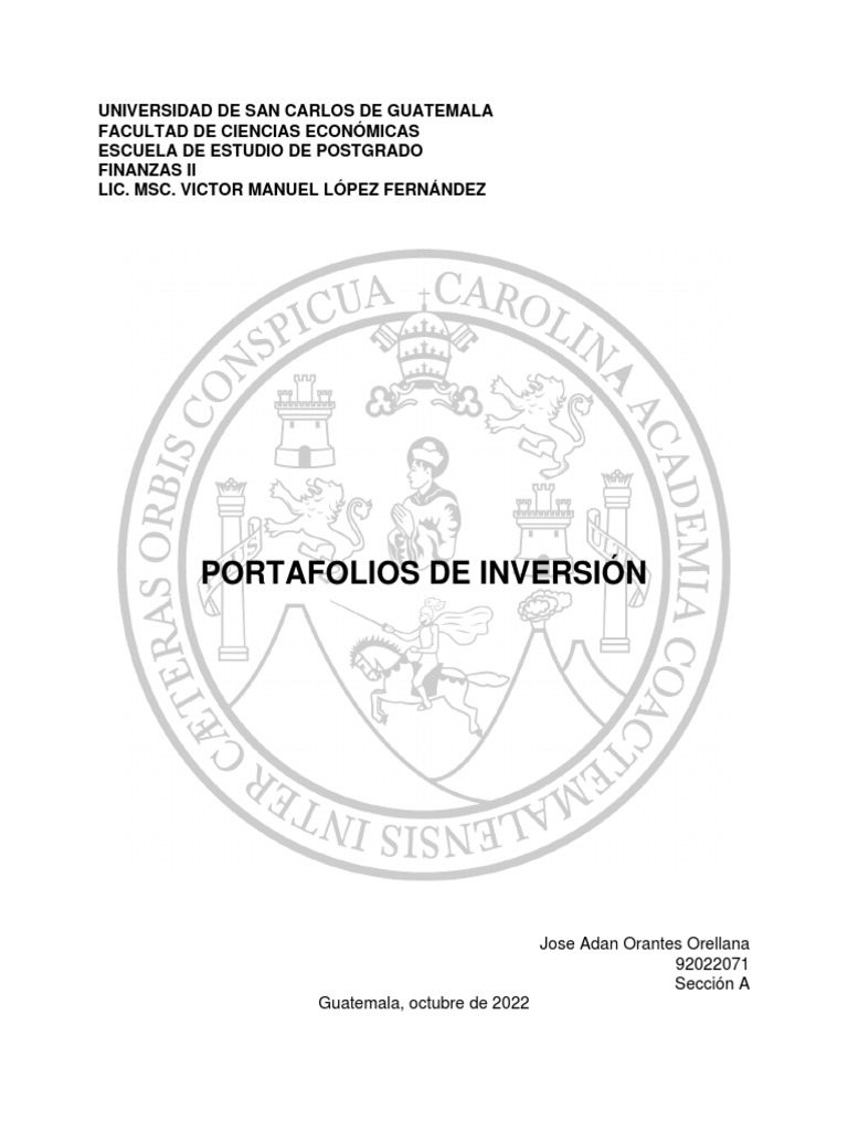 Portafolios de Inversion | PDF | Portafolio (Finanzas) | Inversiones