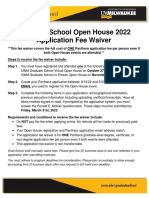 Open House Fee Waiver 2022