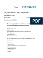 Organisational Behaviour and Development Assignment 01