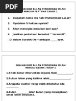 Rancangan Pengajaran Harian Pendidikan Islam Rancangan Pengajaran Harian Pendidikan Islam