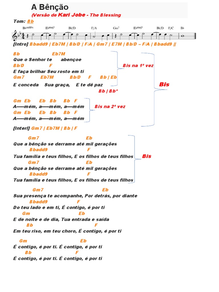 A Bênção: Cifra e Letra | PDF