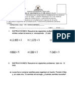 Prueba de Matemáticas 4° Básico: Multiplicaciones y Problemas