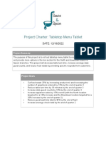 Project Charter - Tabletop Menu Tablet