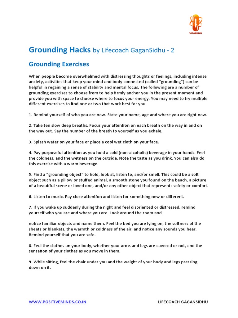 Grounding Techniques for Anxiety Relief | PDF | Chair | Breathing