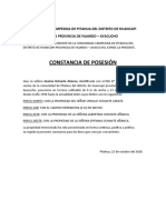 Constancia de Posesión: Comunidad Campesina de Pitahua Del Distrito de Huancapi de La Provincia de Fajardo - Ayacucho