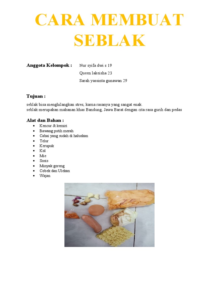 Cara Membuat Seblak Pdf