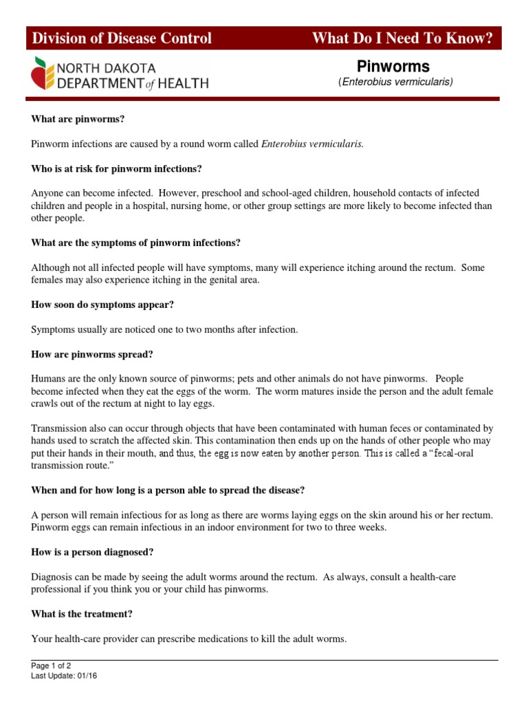 Pinworms | PDF | Infection | Epidemiology