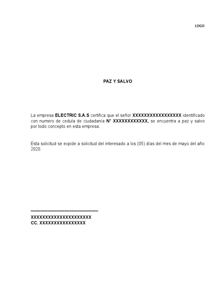 Certificación de Paz y Salvo 2020 | PDF