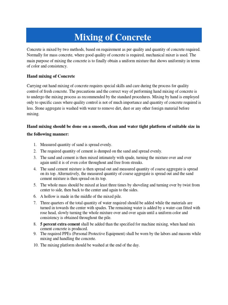 Concrete Mixing Pdf Concrete Construction Aggregate