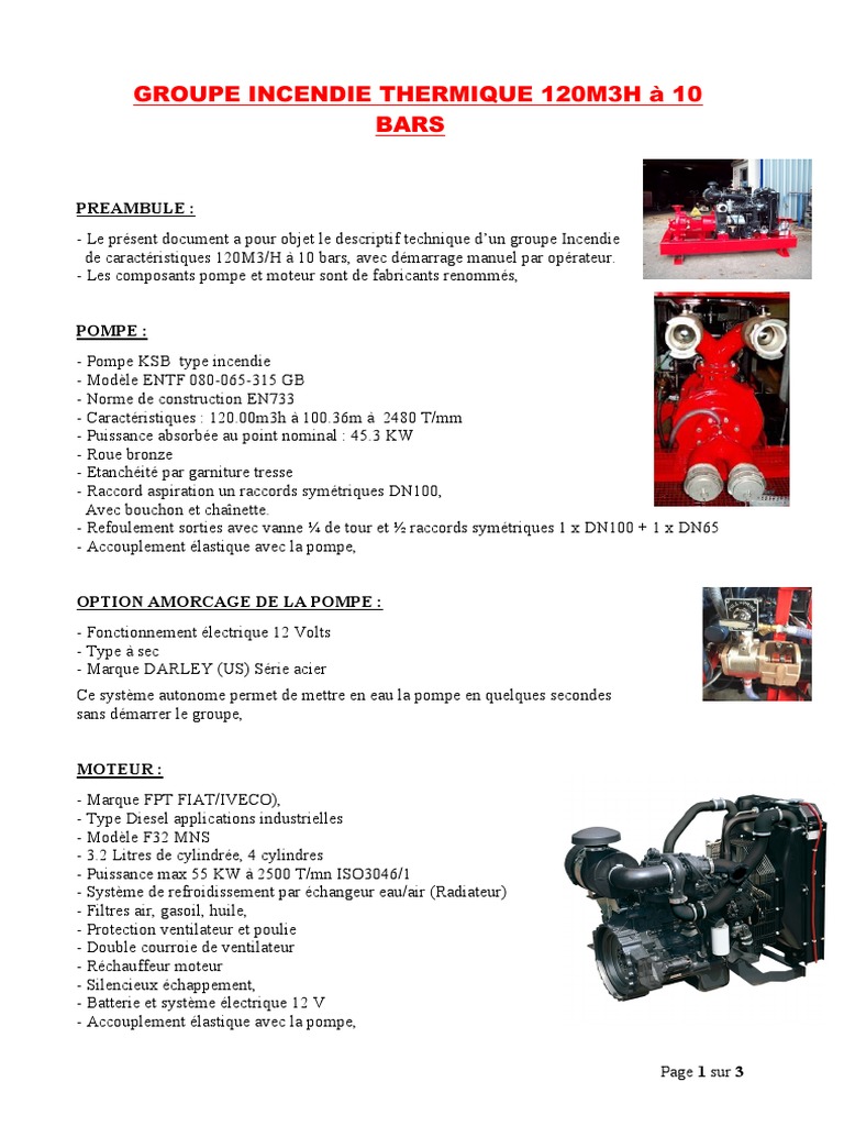 Pompe Incendie Fiches | PDF | Pompe | Machine