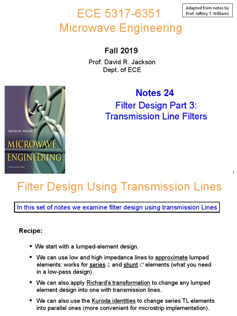 Notes 24 53176351 Filter Design Part 3 (Transmission Line Filters