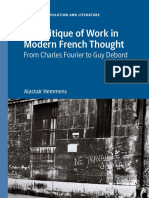 The Critique of Work in Modern French Thought From Charles Fourier To Guy Debord by Alastair Hemmens