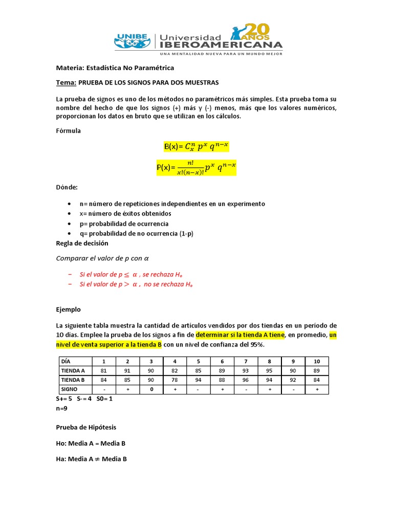 Material de Lectura - Prueba de Los Signos para Dos Muestras | PDF ...