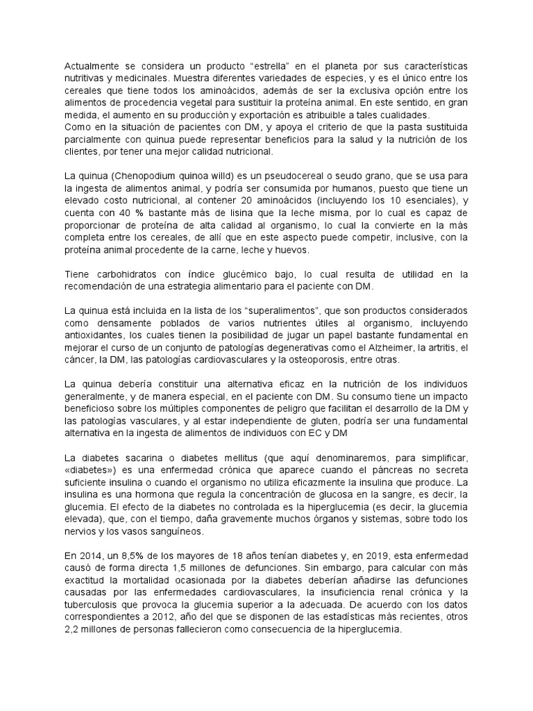 Quinoa y DM PDF Diabetes Cereales