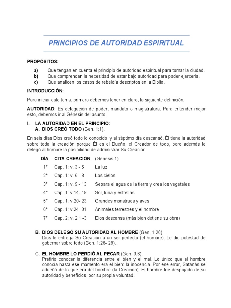 Principios De Autoridad Espiritual Pdf Jesús Narrativa De La