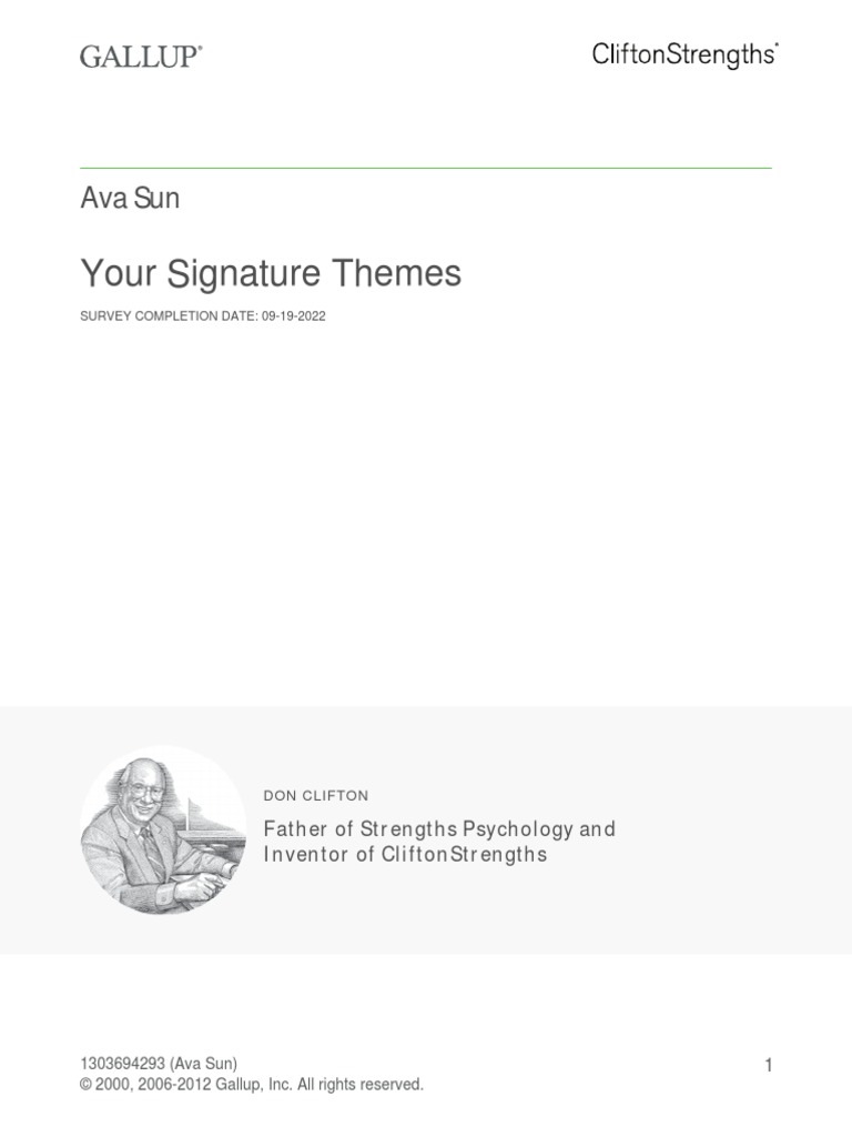 Five Strengths Gallup Report PDF Psychology Behavioural Sciences