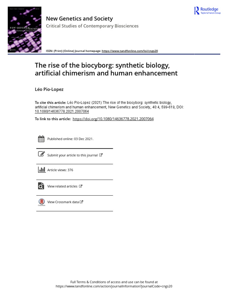The Rise of The Synthetic Biology Artificial Chimerism and