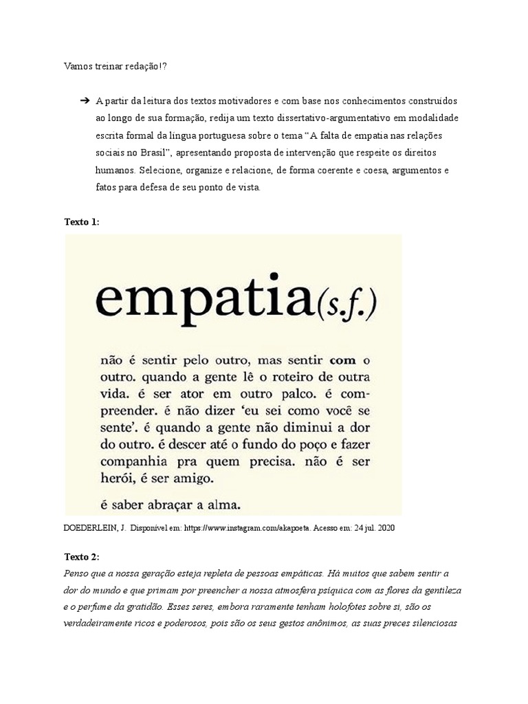 A Falta de Empatia Nas Relações Sociais No Brasil | PDF