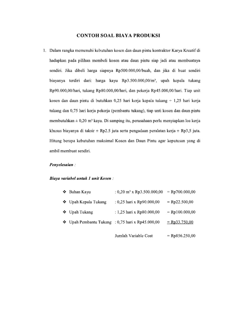 Contoh Soal Biaya Produksi _EKONOMI TEKNIK