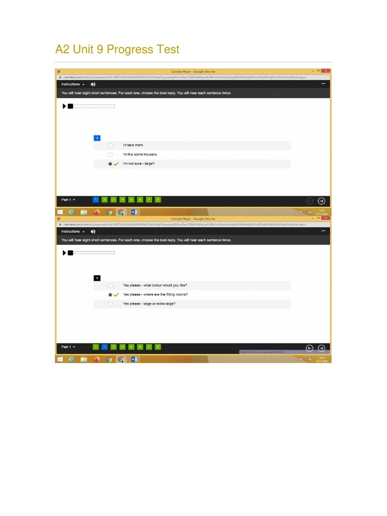 A2 Unit 9 Progress Test | PDF