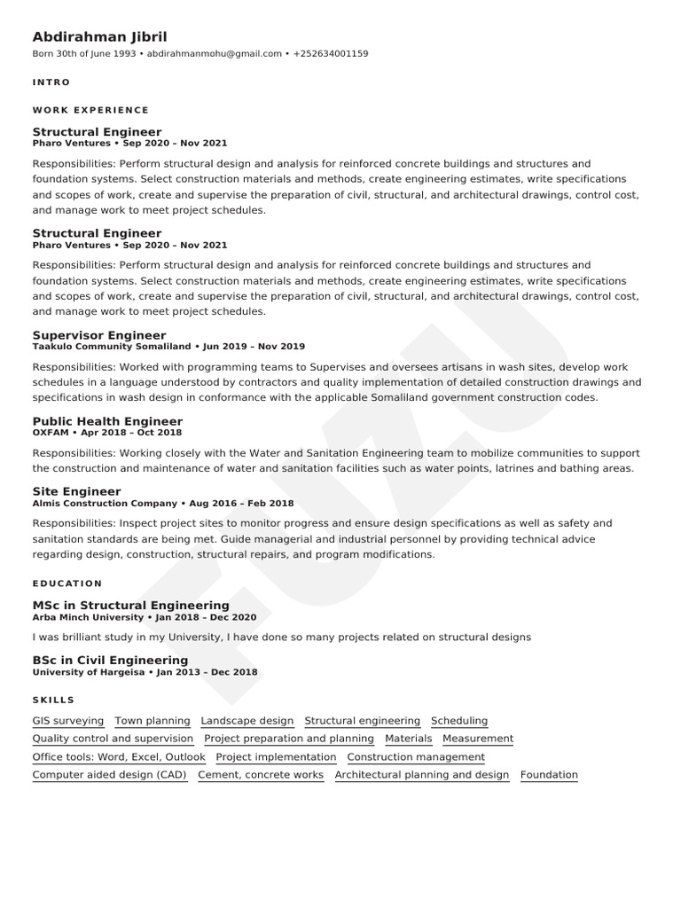 fuzu_cv | PDF | Engineering | Specification (Technical Standard)