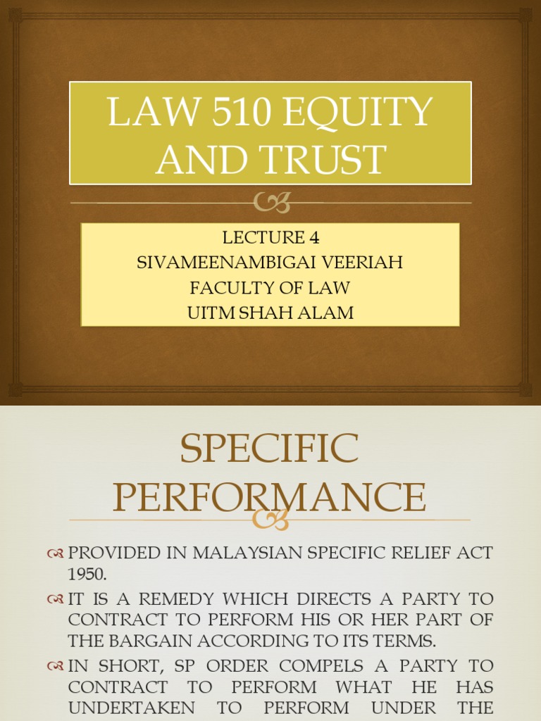 Law 501 Remedies Equity and Trust Lecture 4 Amended PDF Injunction