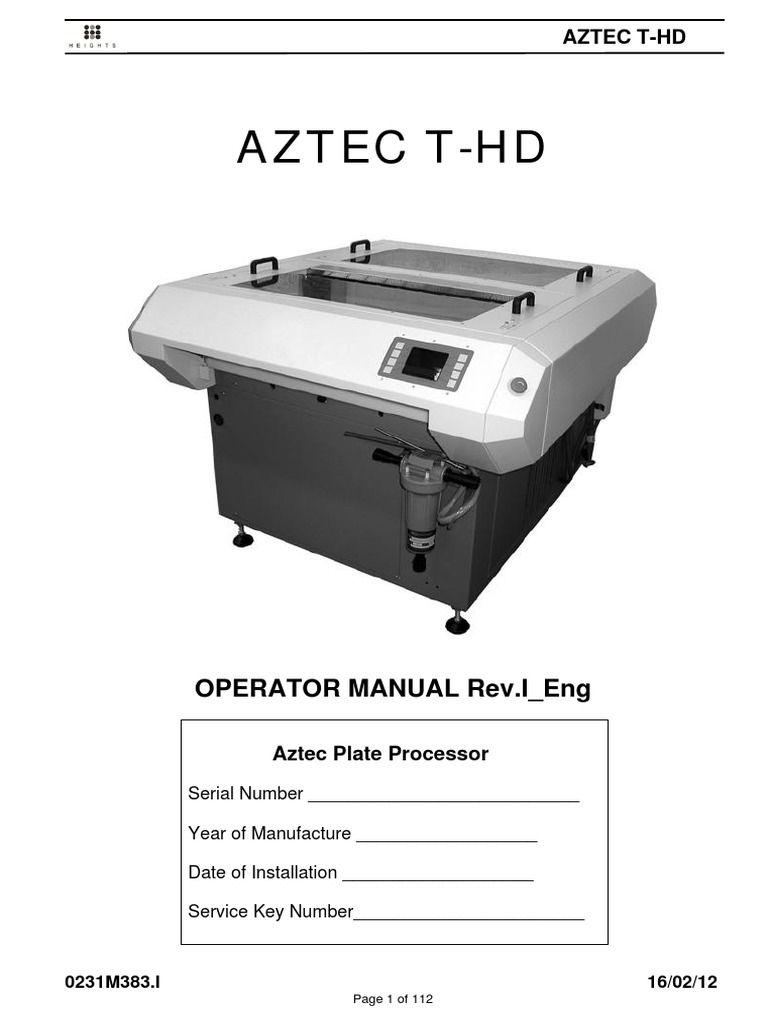 Aztec T-HD Operator Manual | PDF | Pump | Safety