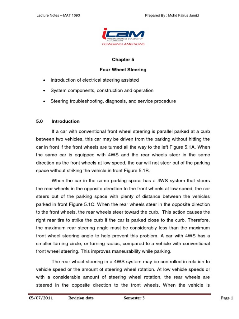 FourWheel Steering Systems Components, Operation, and Control Unit