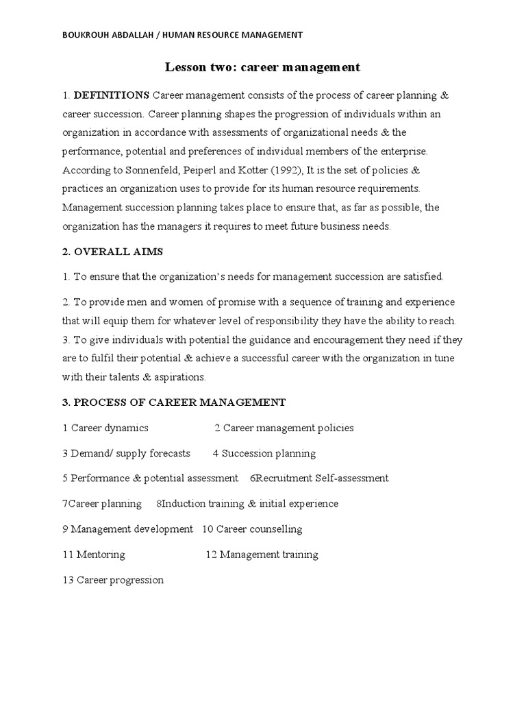 Career Management and Planning Overview | PDF | Human Resource ...