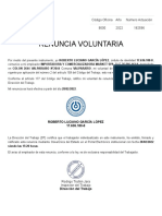 Renuncia voluntaria trabajador Importadora Market