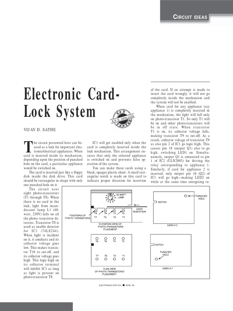 Electronics Card Lock System | PDF | Electric Power | Electrical Equipment