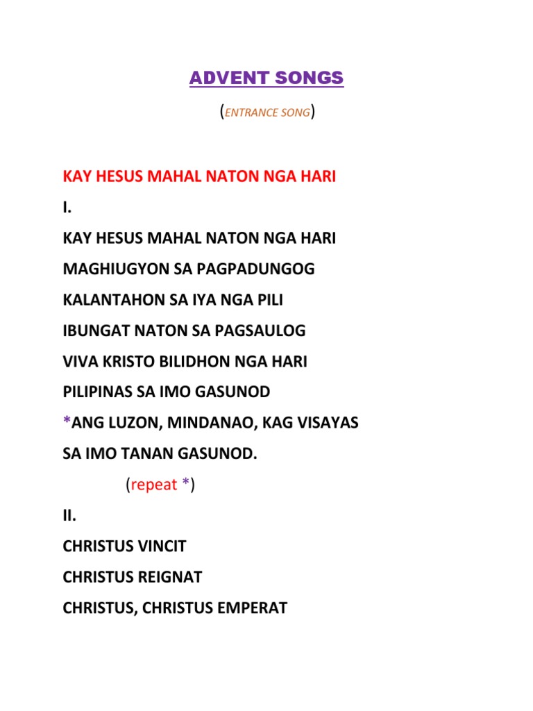 Advent Songs Pdf