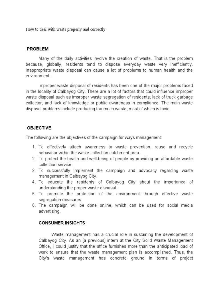 The Proposition PDF Waste Management Waste