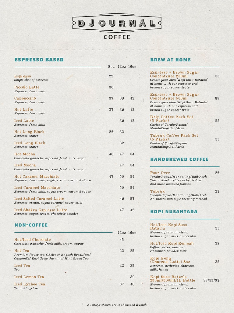 Djournal Coffee Menu 2021 | PDF