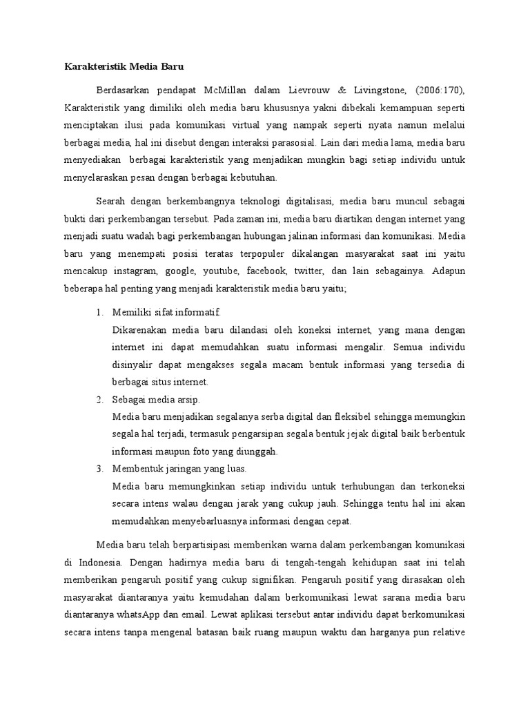 Karakteristik & Manfaat Media Baru PDF