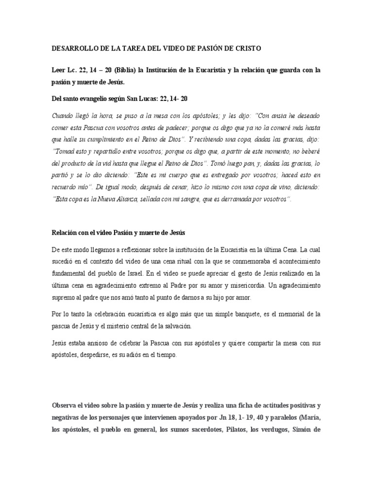 Pasion de Cristo | PDF | Jesús | eucaristía