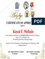 Certificate of Appreciation: Kiezal F. Mellado