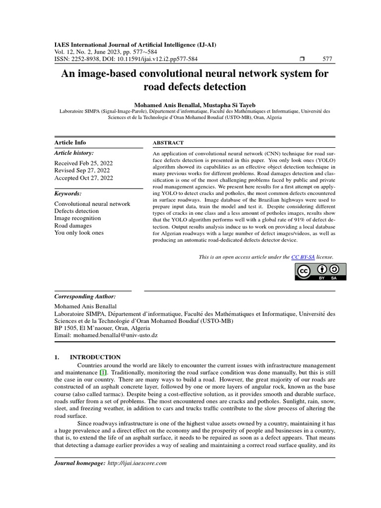 CNN System for Road Defects Detection | PDF | Deep Learning | Road